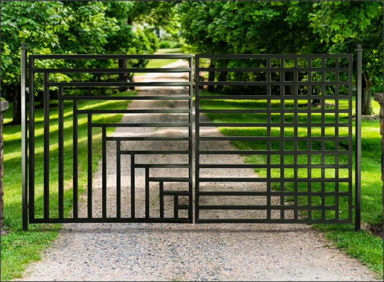 Dual Swing Driveway Gate - Geometry Style E