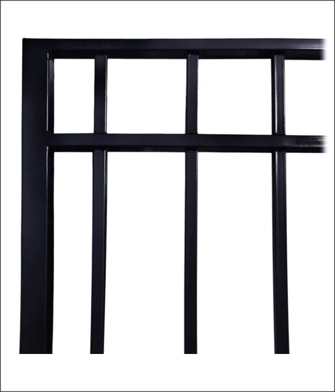 Single Driveway Gate with Pedestrian Gate Flat Framed Style