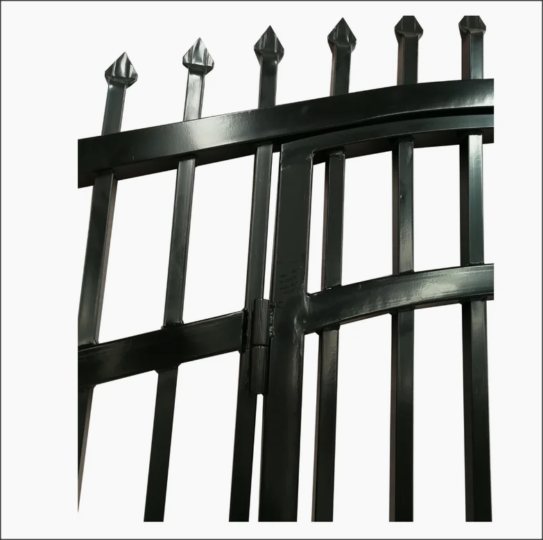 Dual Swing Driveway Gate with Built-In Pedestrian Door - Spearhead Style